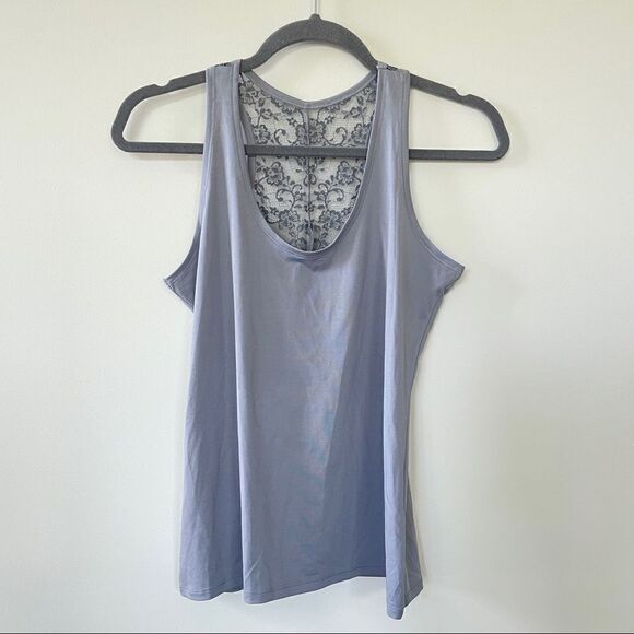 Vassarette Women's Lacy Back Racerback Tank Tiffany Silver XLarge - Picture 5 of 10